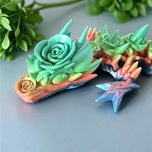 Rainbow Articulated Rose Dragon 19" Long 3D Printed with Premium PLA Filament